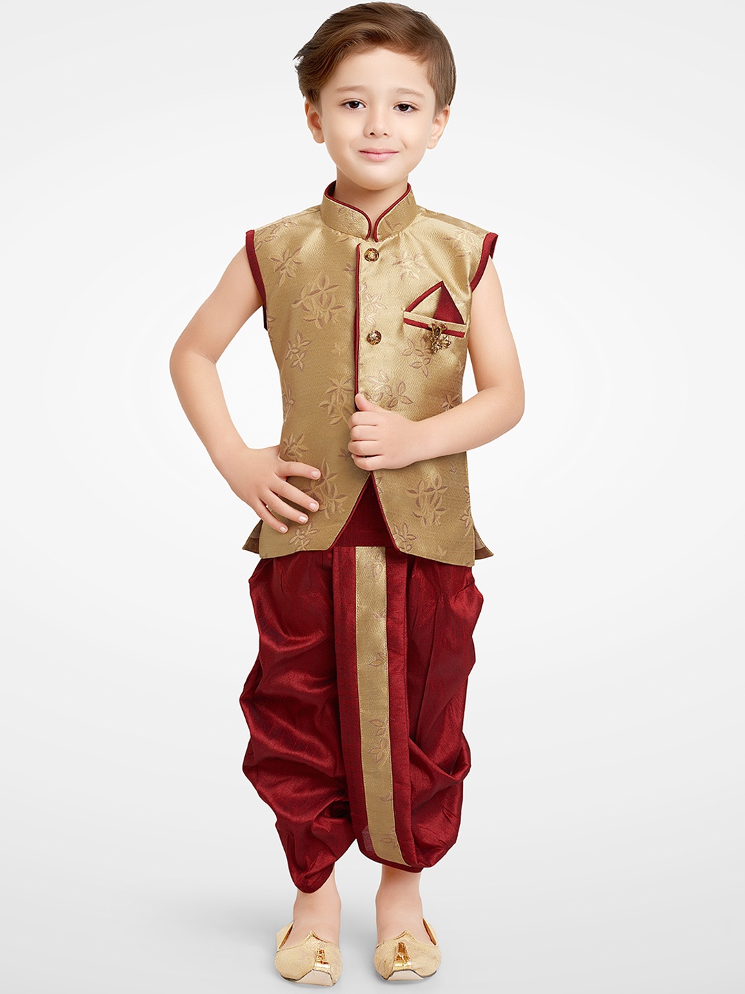 

Jeetethnics Boys Cream-Coloured Kurti with Dhoti Pants