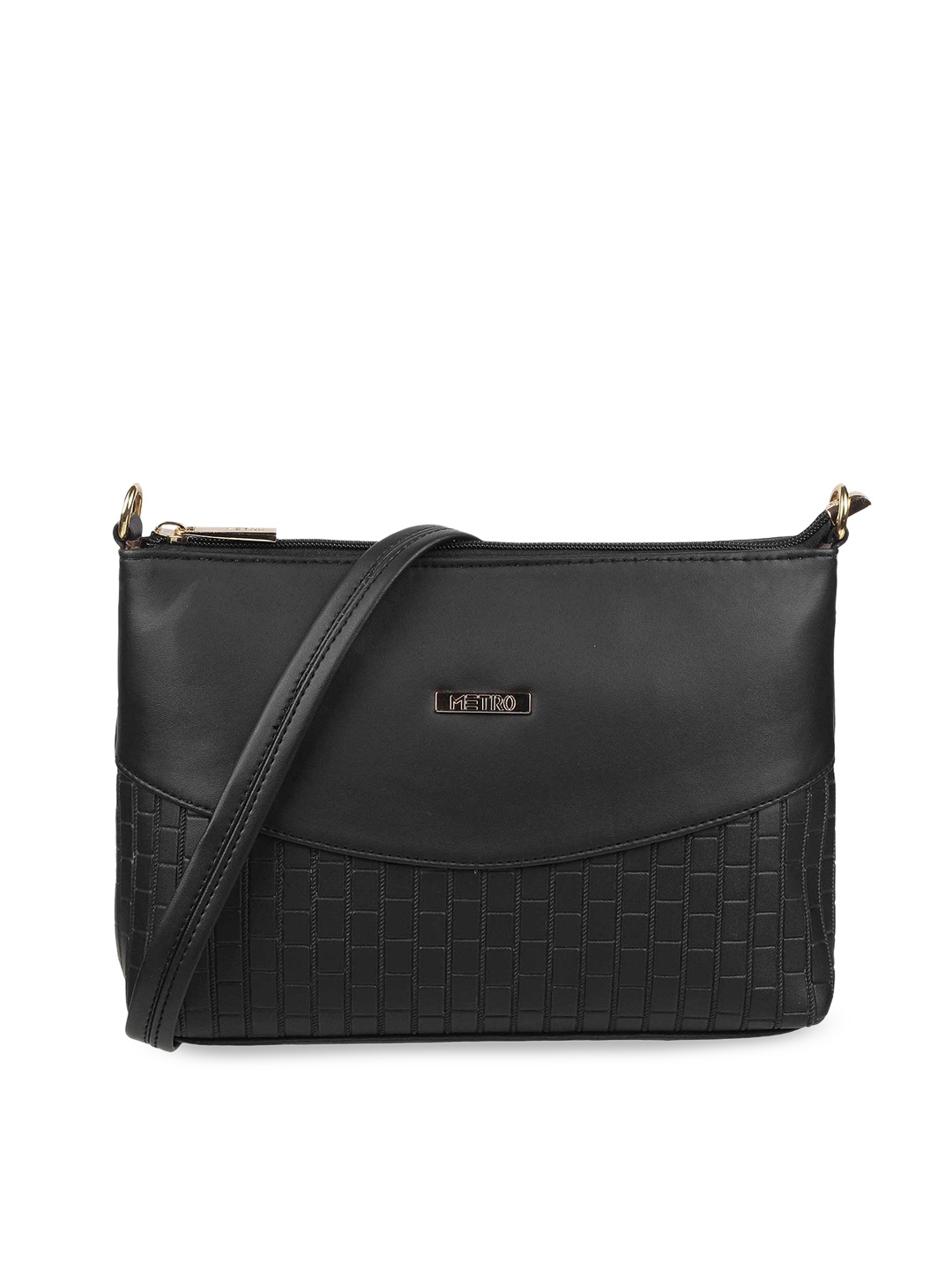 

Metro Black PU Structured Sling Bag with Fringed