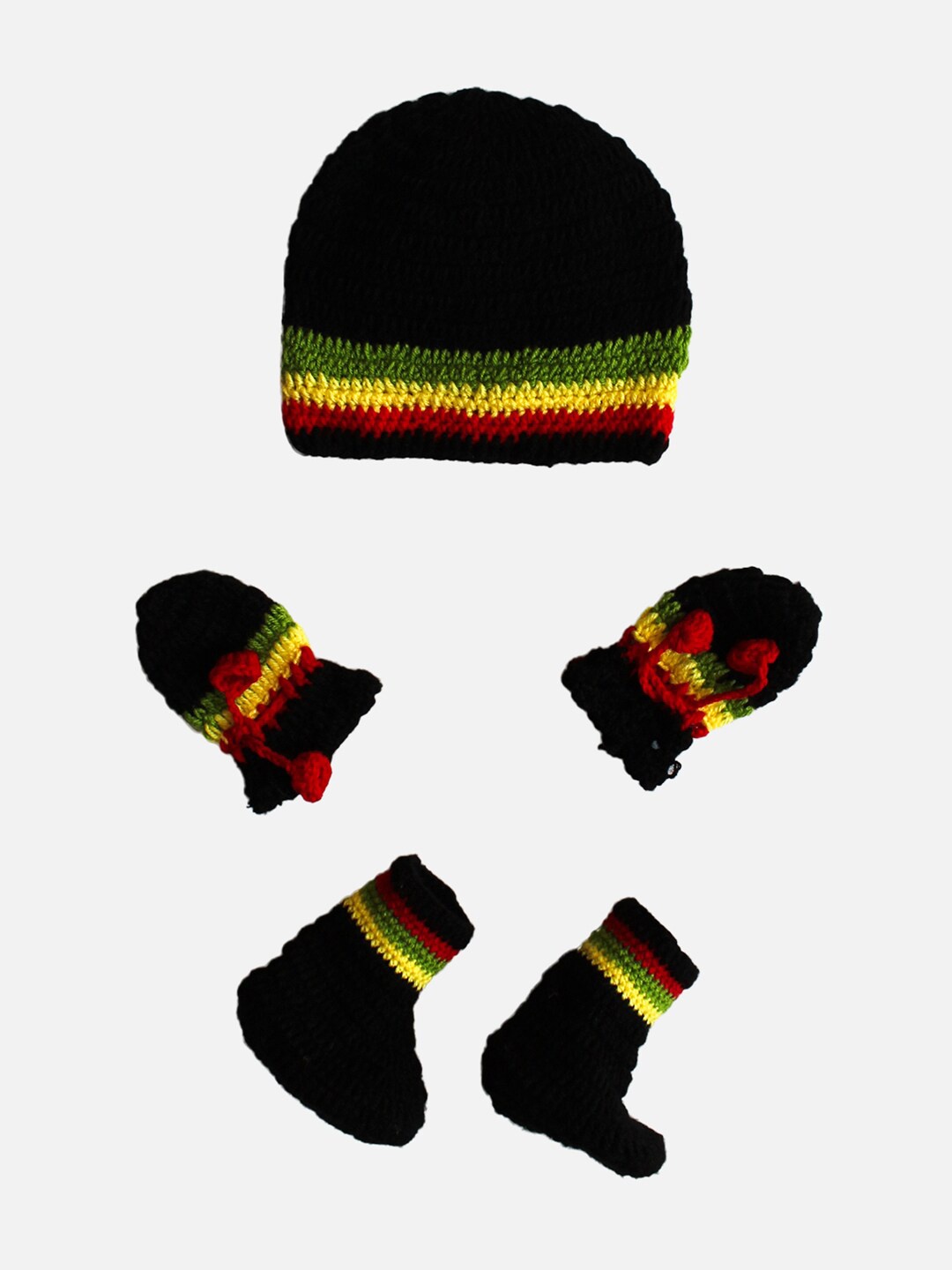

Woonie Unisex Kids Black Knitted Baby Apparel Gift Set