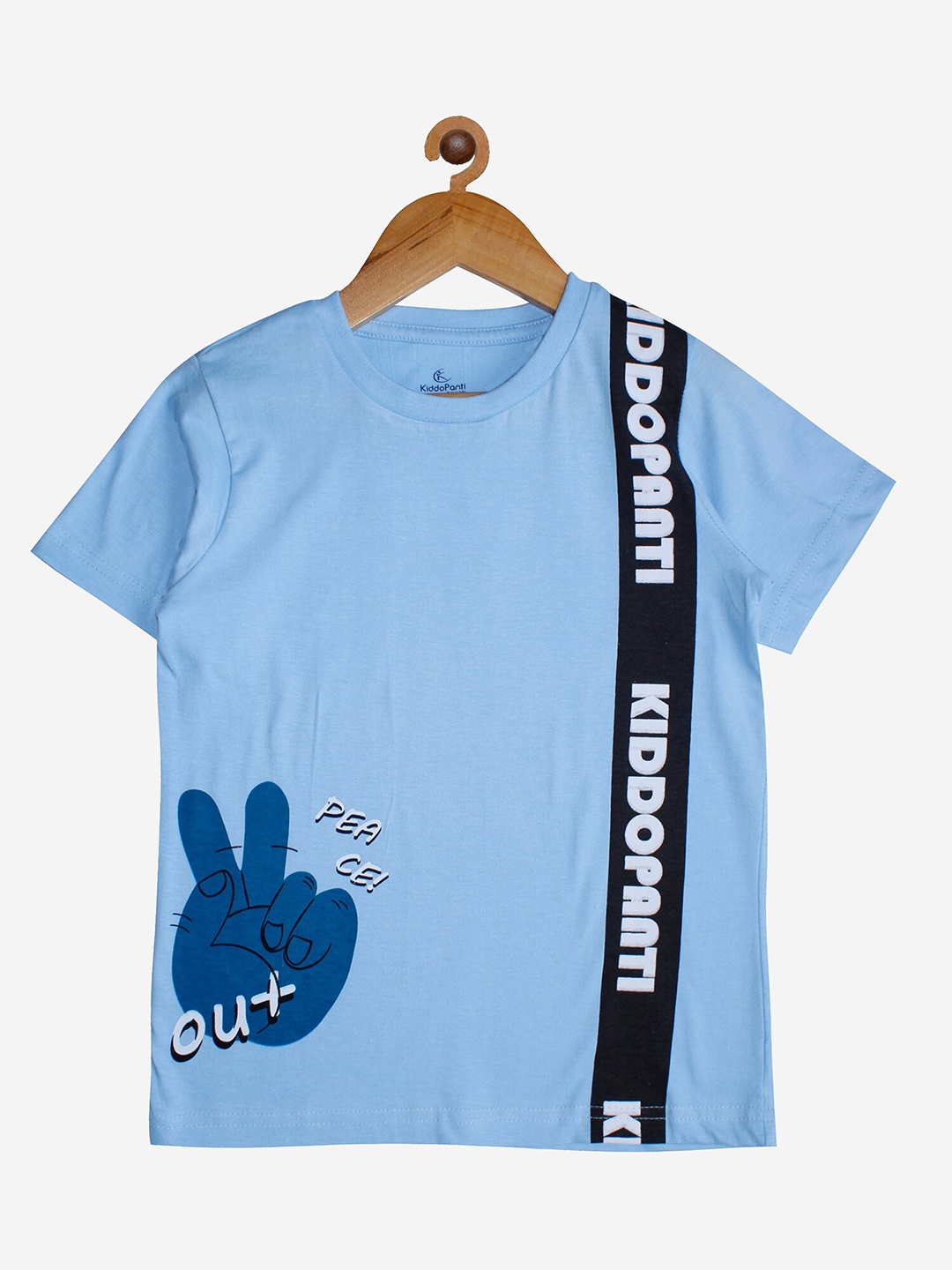 

KiddoPanti Boys Blue Typography Printed T-shirt