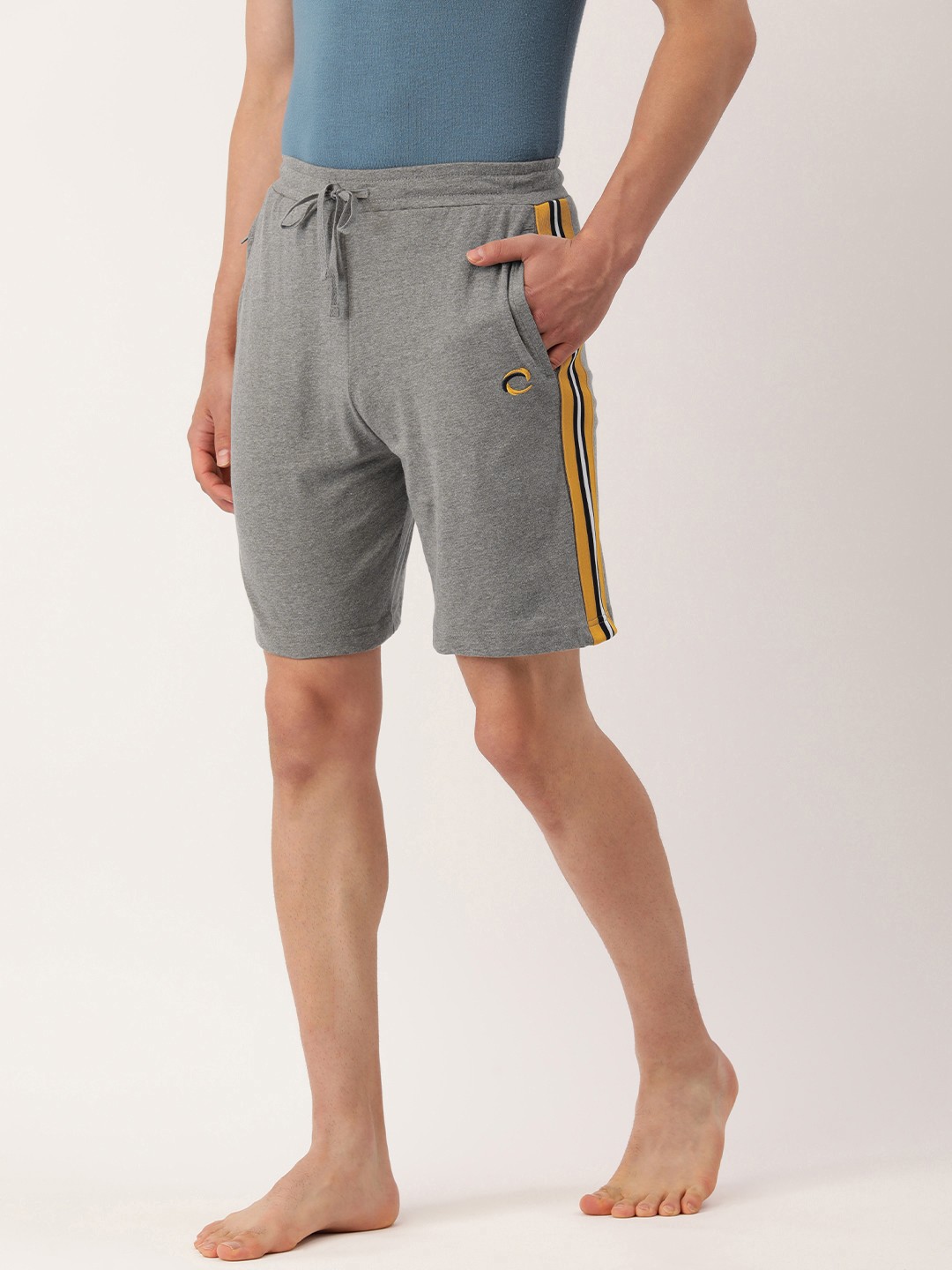 

Chromozome Men Grey Melange Solid Lounge Shorts
