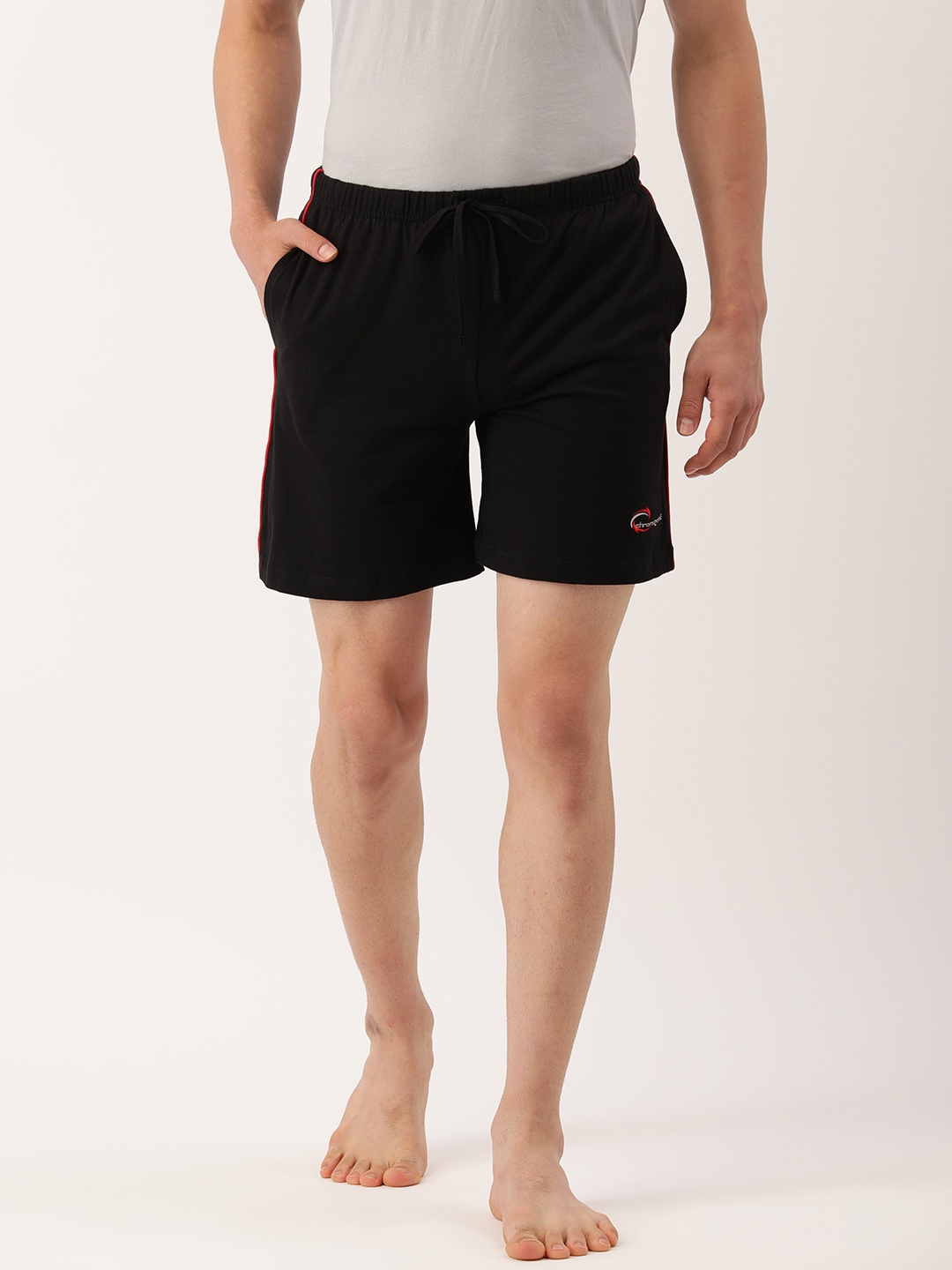 

Chromozome Men Brand Logo Printed Pure Cotton Lounge Shorts, Black