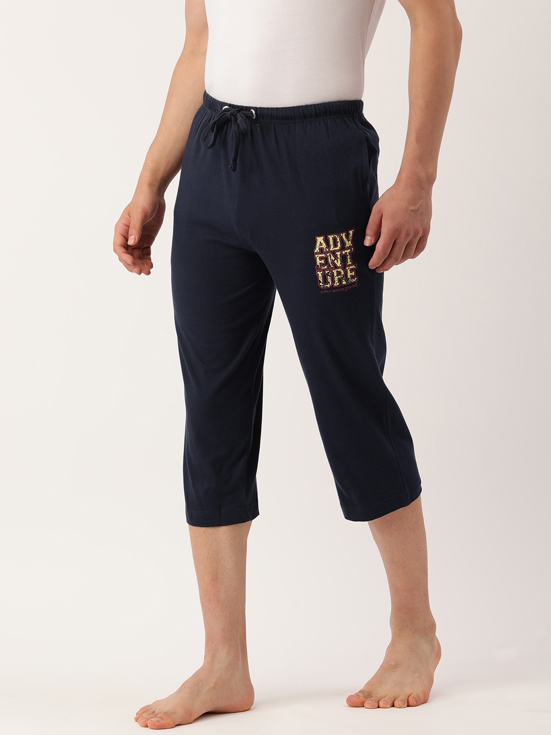 

Chromozome Men Pure Cotton Lounge Capris, Navy blue