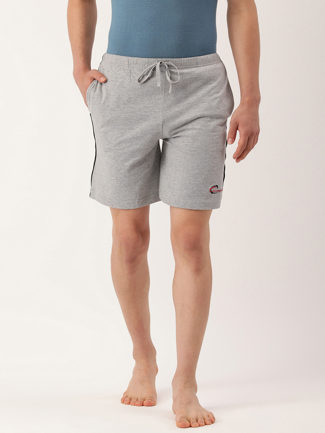 

Chromozome Men Grey Melange Solid Lounge Shorts