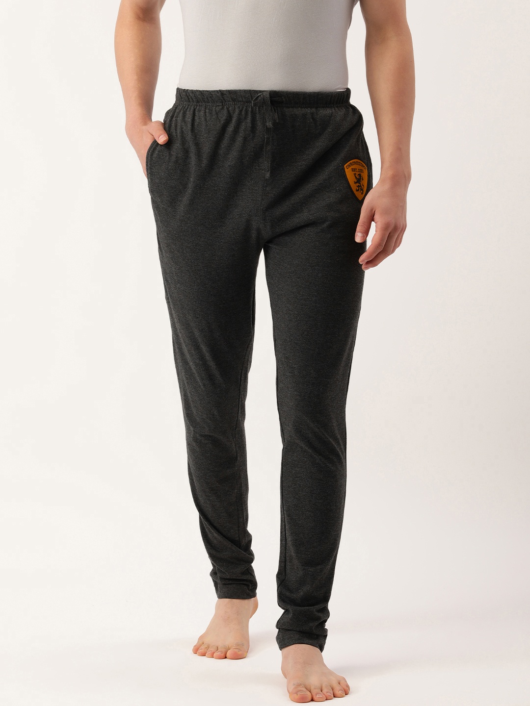 

Chromozome Men Charcoal Grey Printed Lounge Pants