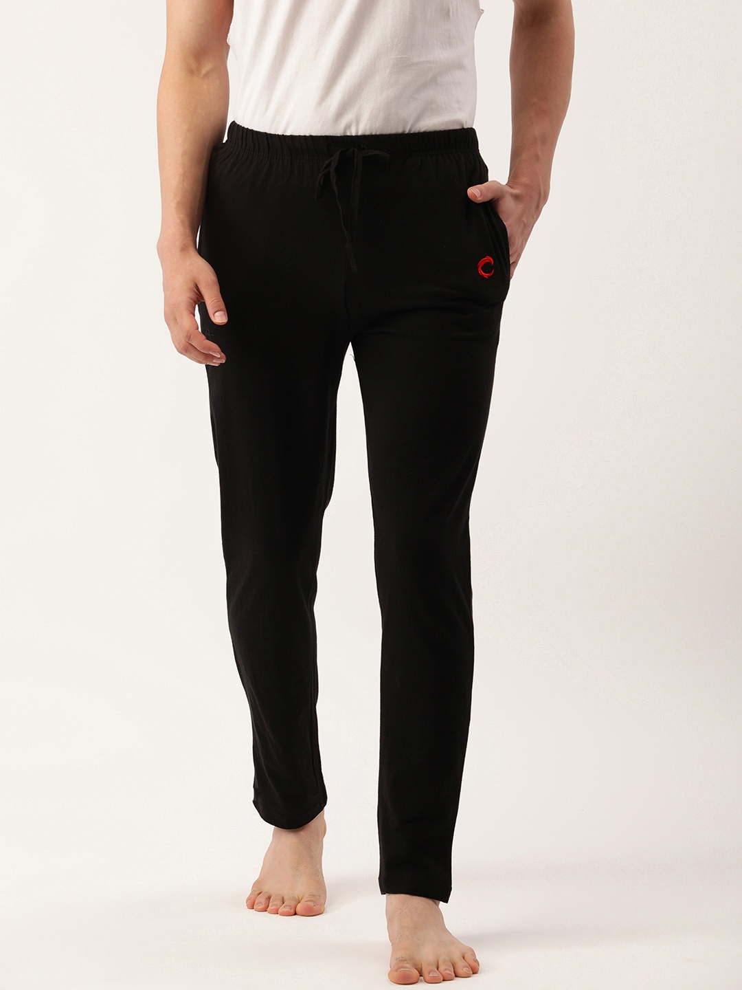 

Chromozome Men Black Printed Mid-Rise Lounge Pants