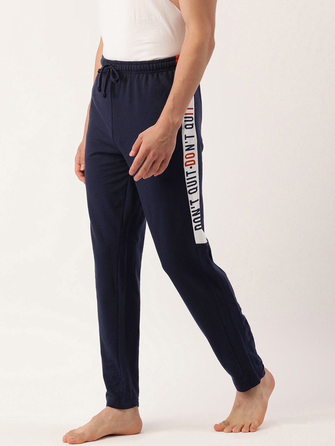 

Chromozome Men Navy Blue Printed Mid-Rise Lounge Pants