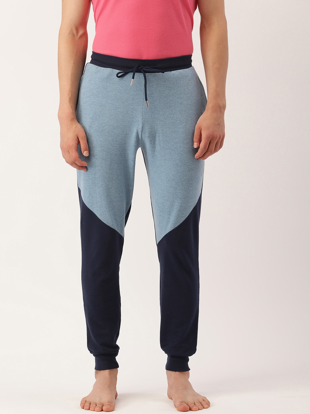 

Chromozome Men Navy Blue Coloublocked Lounge Joggers