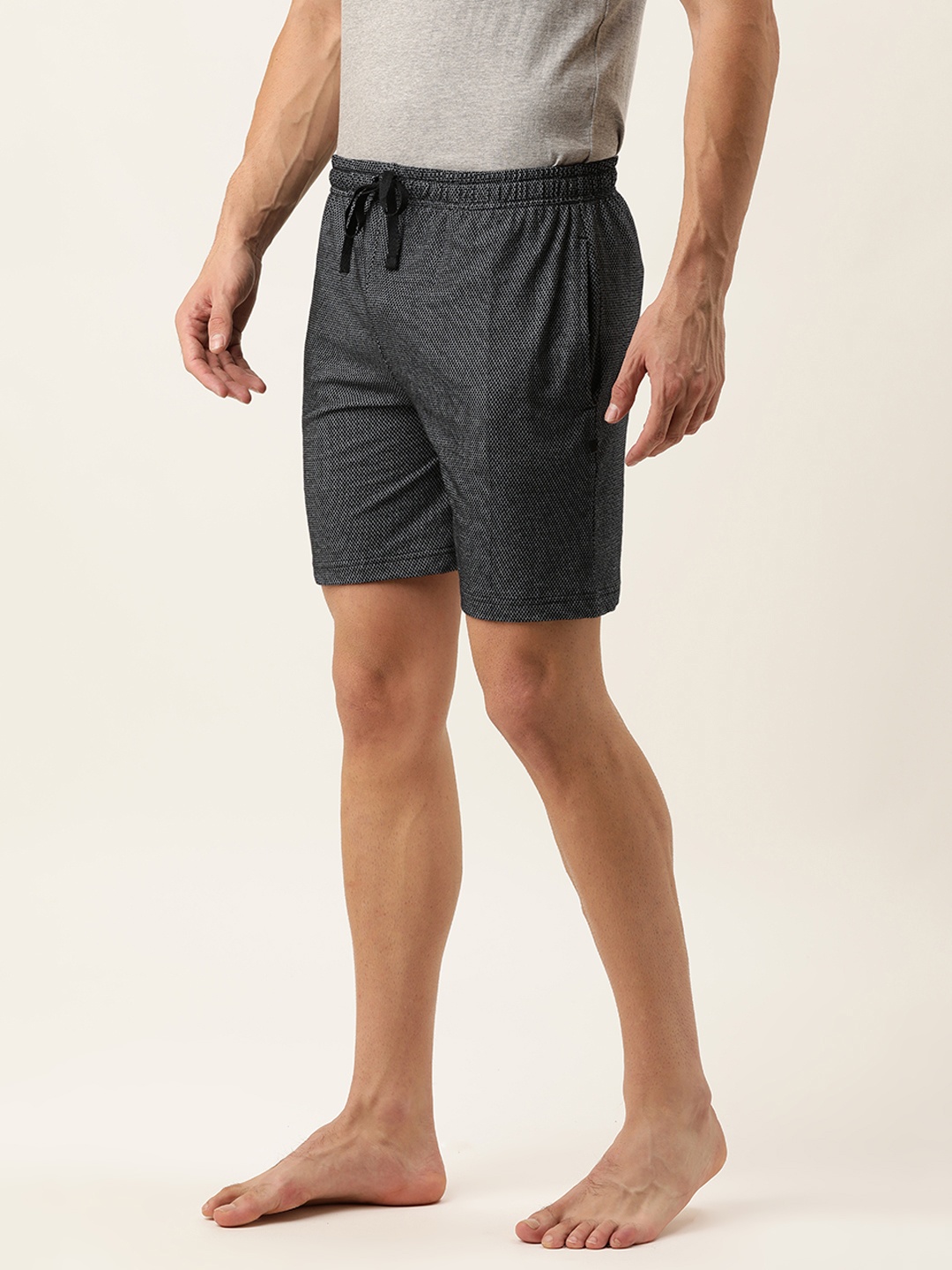 

Chromozome Men Black Self Designed Casual Lounge Shorts