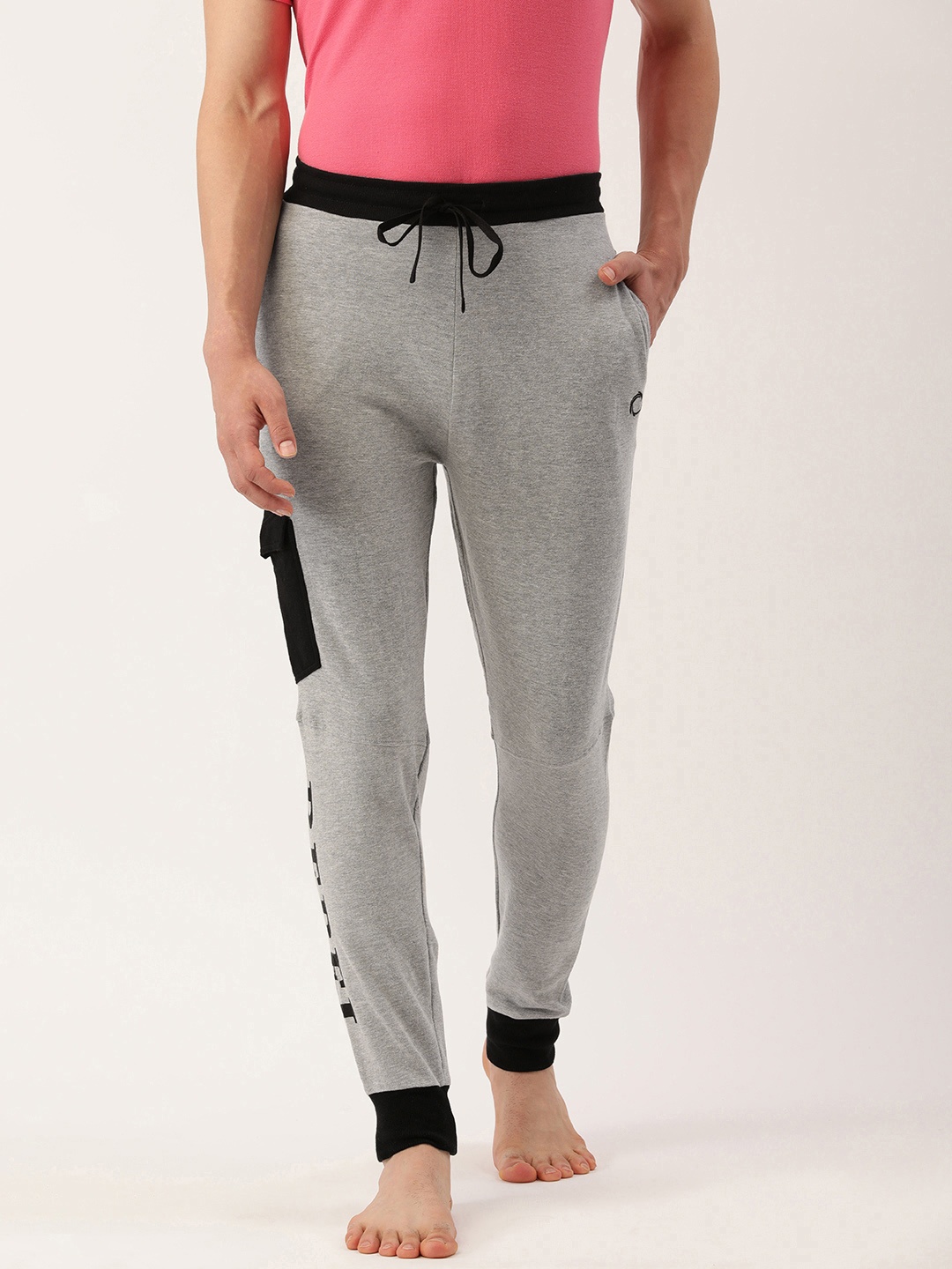 

Chromozome Men Grey Melange Printed Lounge Joggers