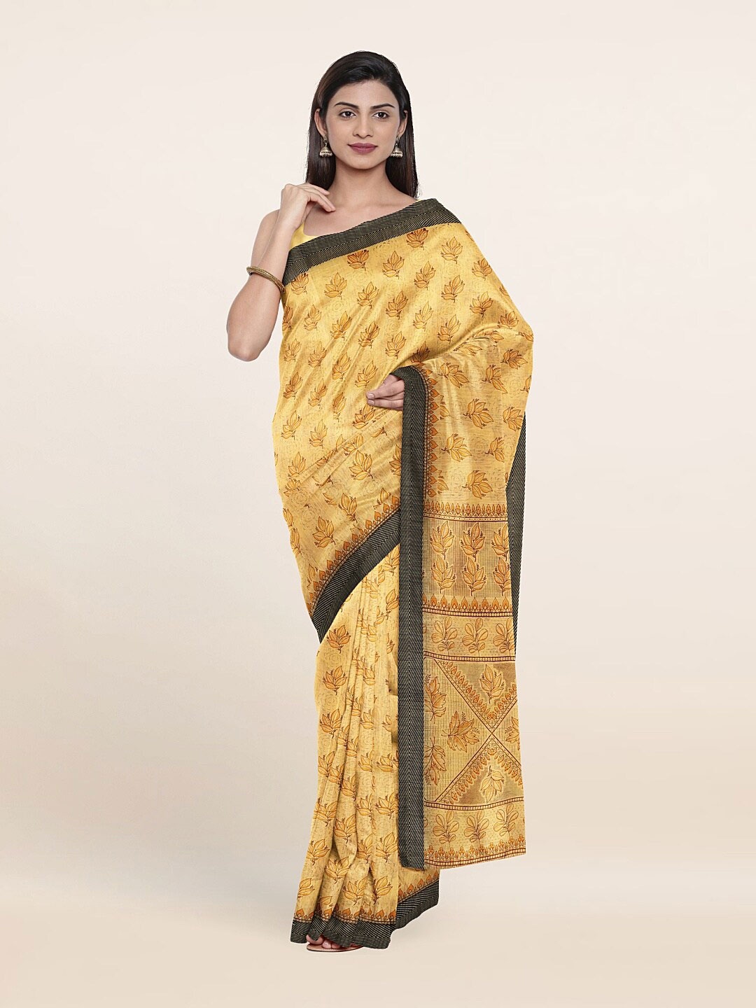 

Pothys Yellow & Black Floral Saree