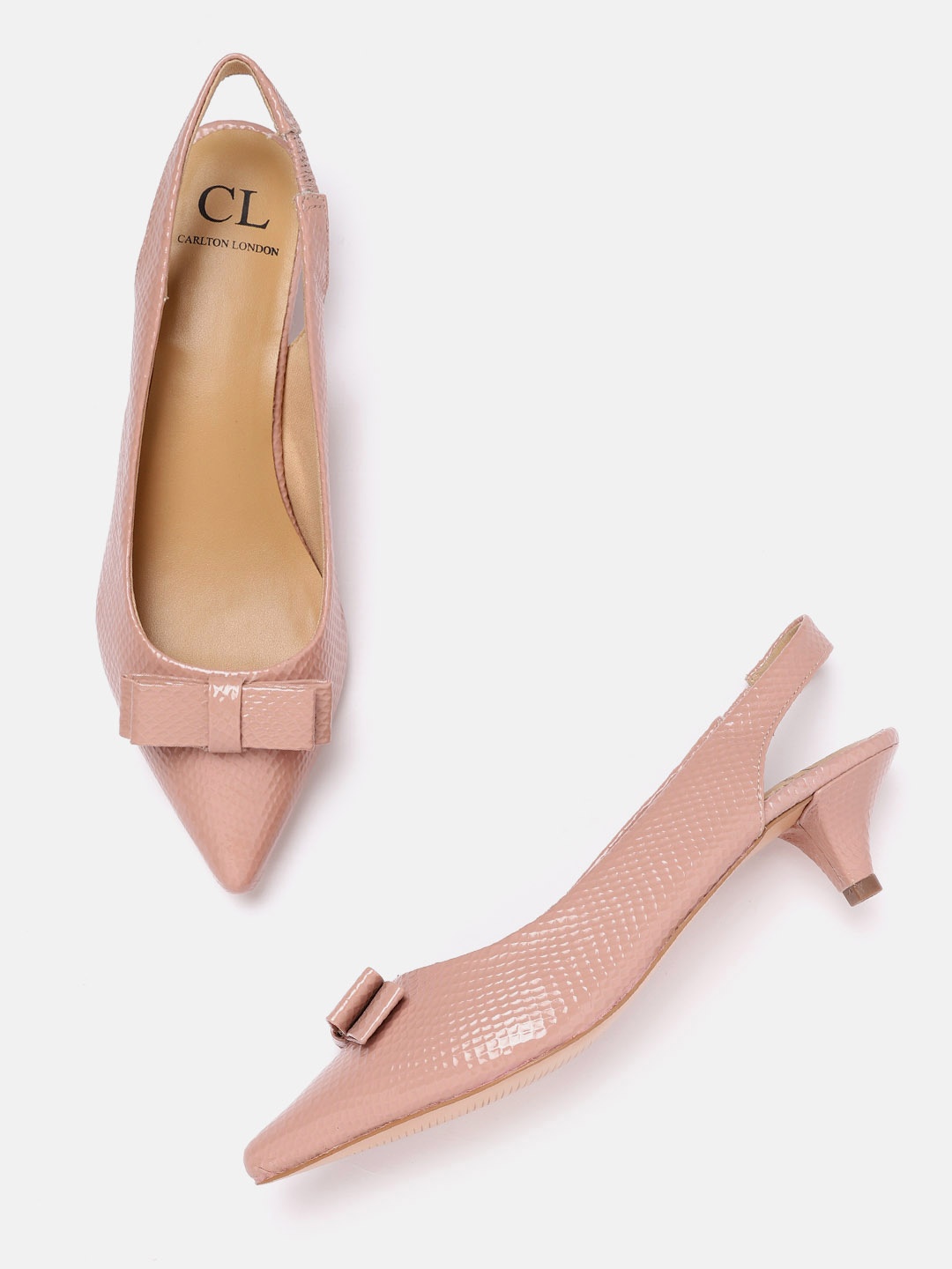 

Carlton London Women Rose Textured Kitten Mules with Bows