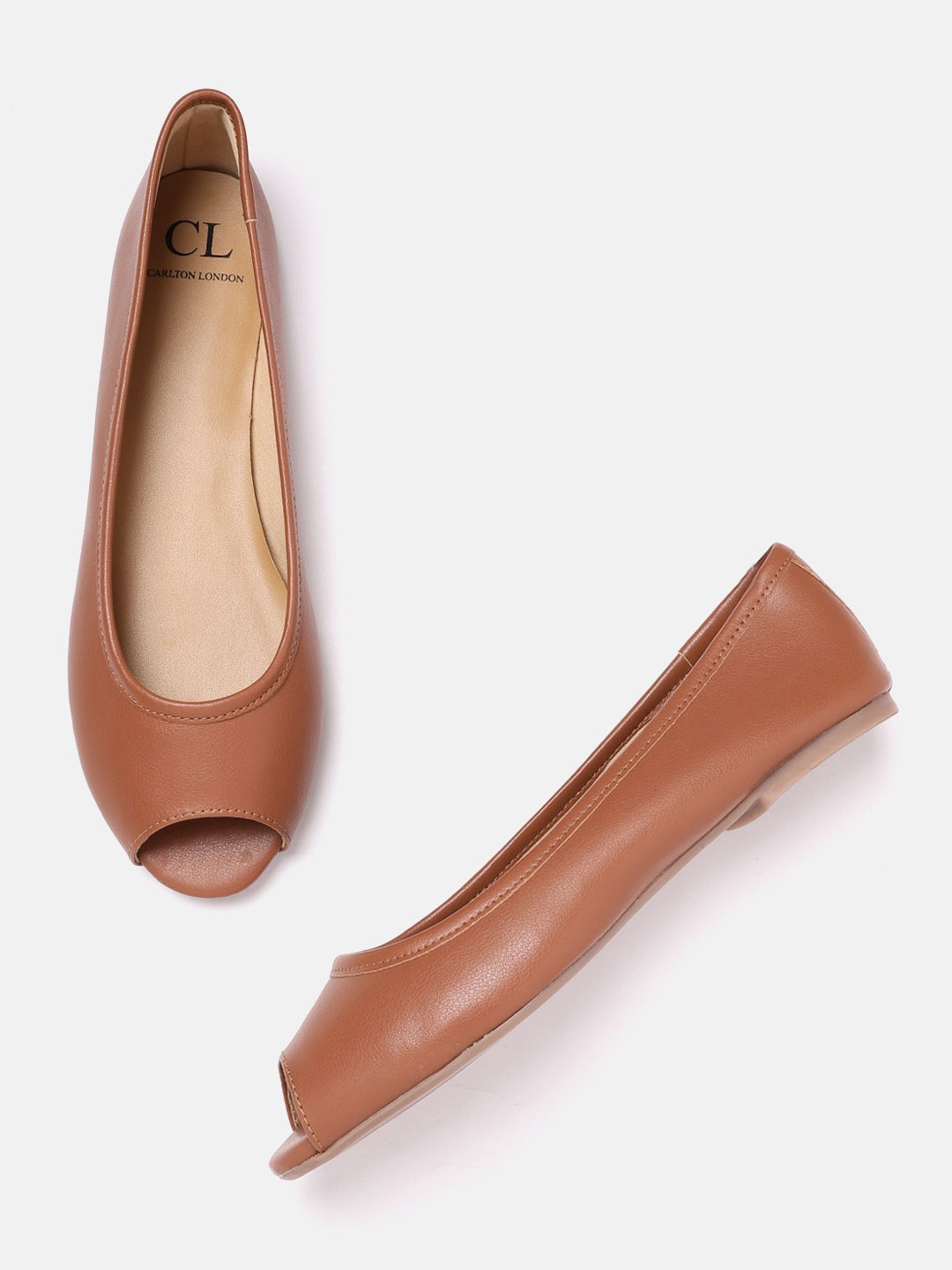 

Carlton London Women Brown Peep Toe Ballerinas