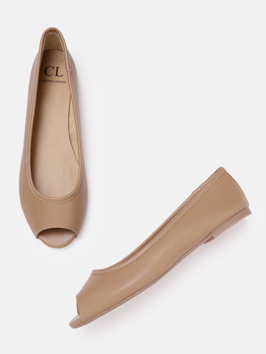 

Carlton London Women Beige Peep Toe Ballerinas