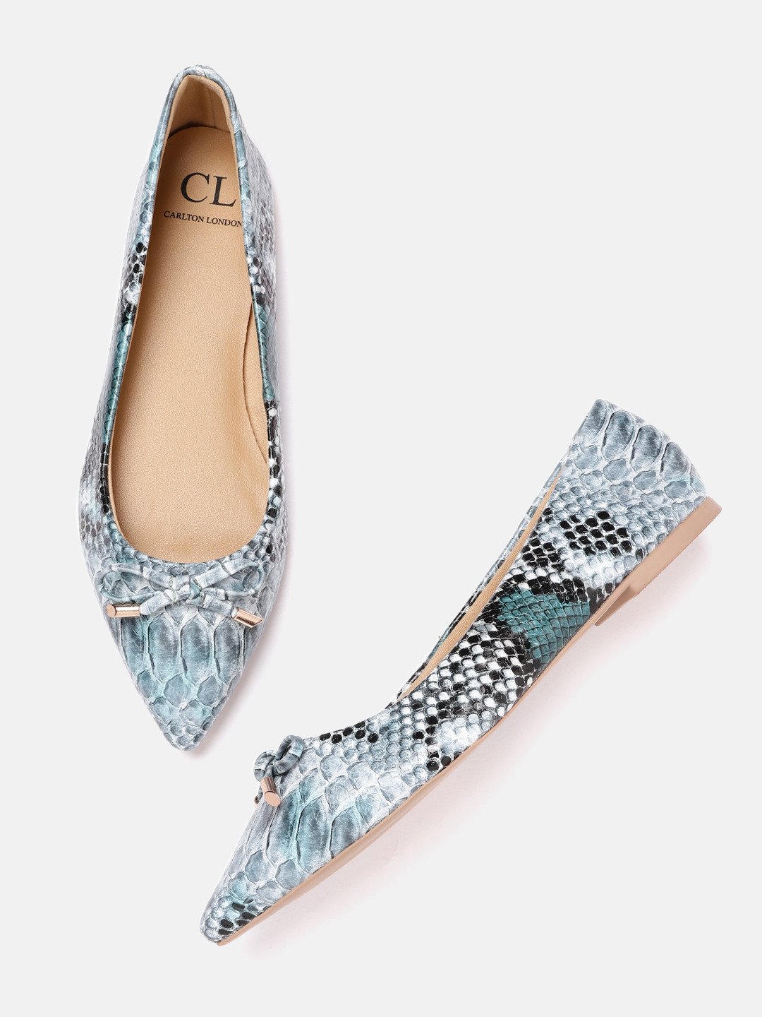 

Carlton London Women Black & White Printed Ballerinas with Bows