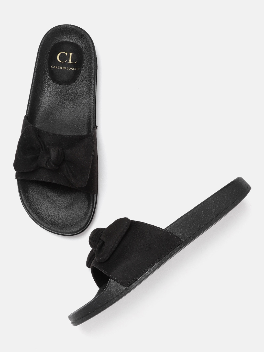 

Carlton London Women Black Open Toe Flats with Bows