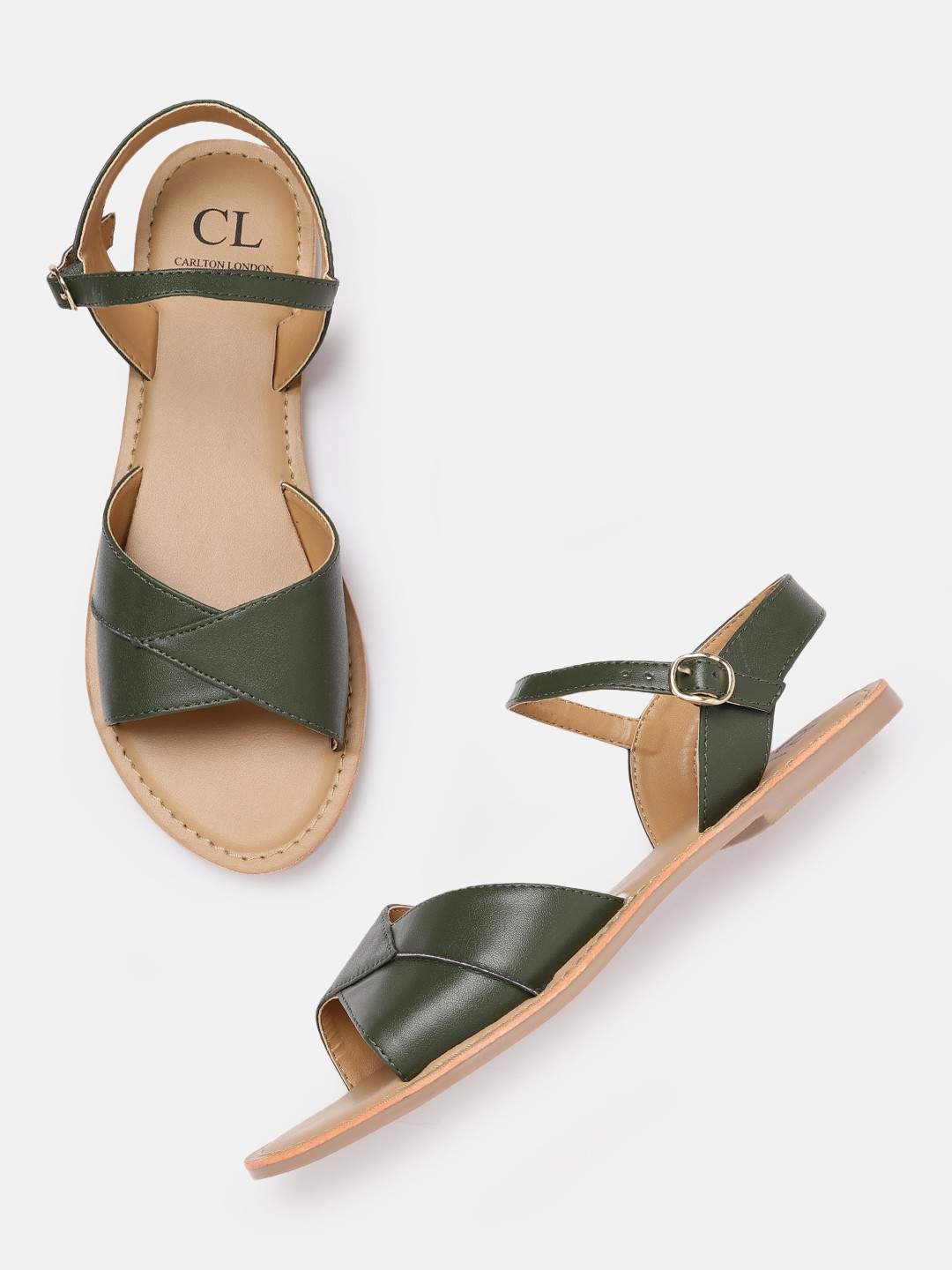 

Carlton London Women Olive Green Open Toe Flats