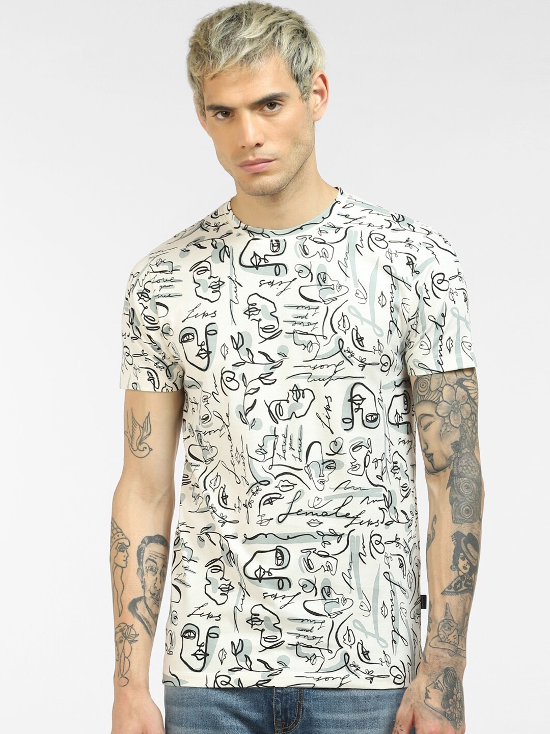 

Jack & Jones Men White Printed Slim Fit T-shirt