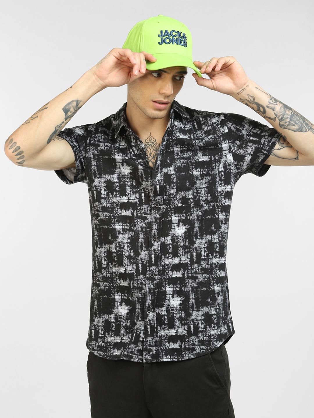 

Jack & Jones Men Black Slim Fit Printed Casual Shirt