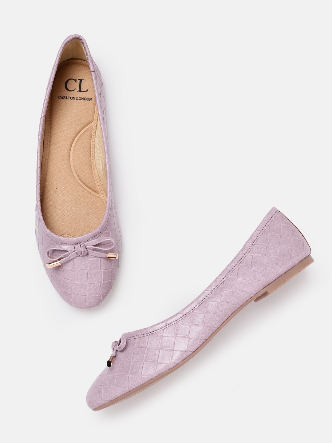 

Carlton London Women Lavender Basketweave Textured Ballerinas with Bows