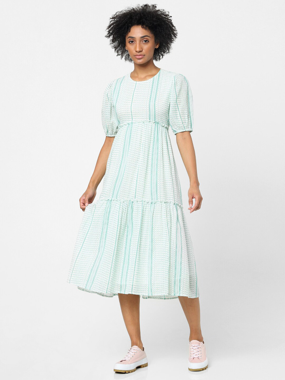 

ONLY Women Green Tiered Midi Dress