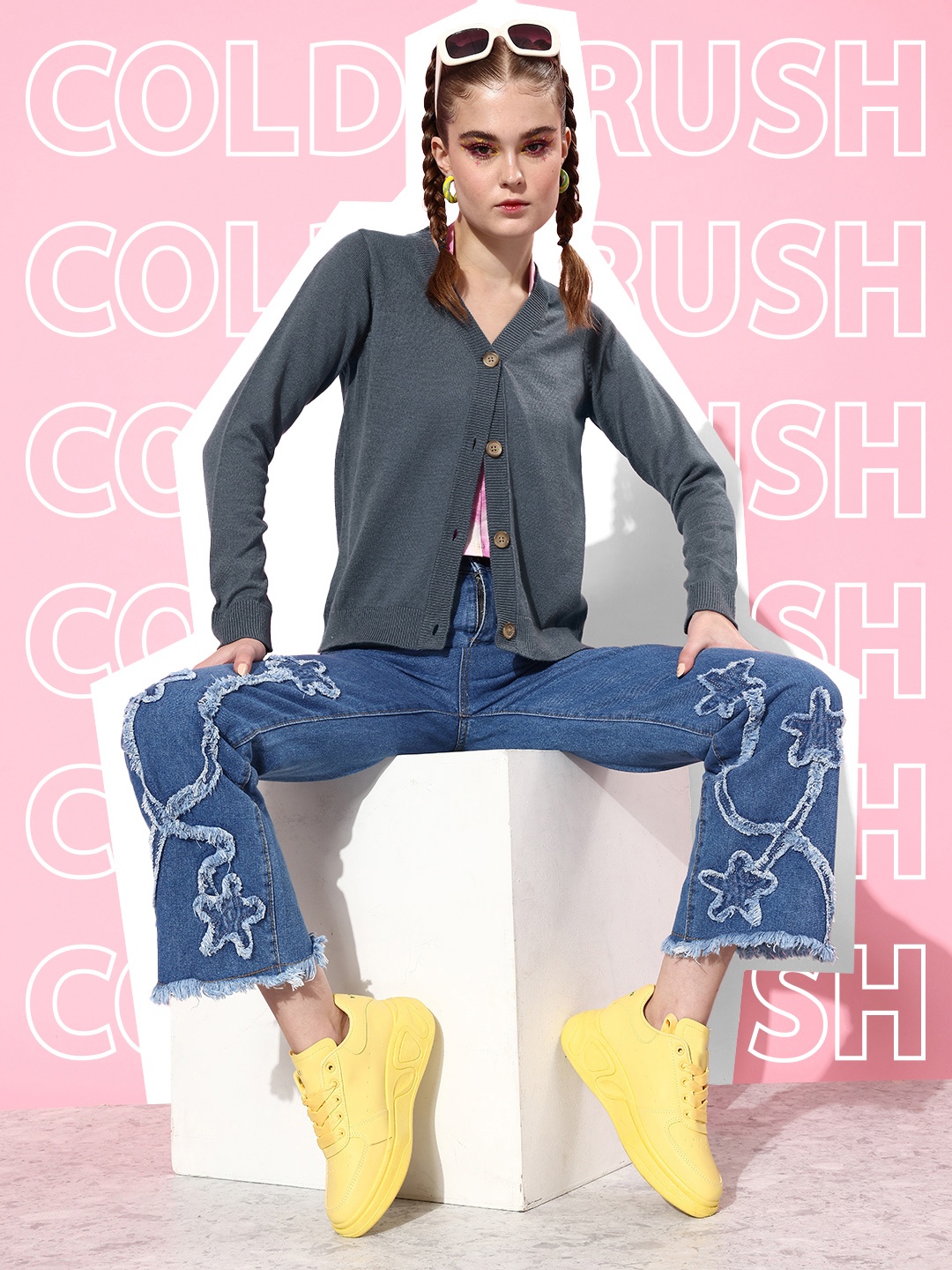 

DressBerry Women Classy Blue Solid Cute Cardigan Sweater
