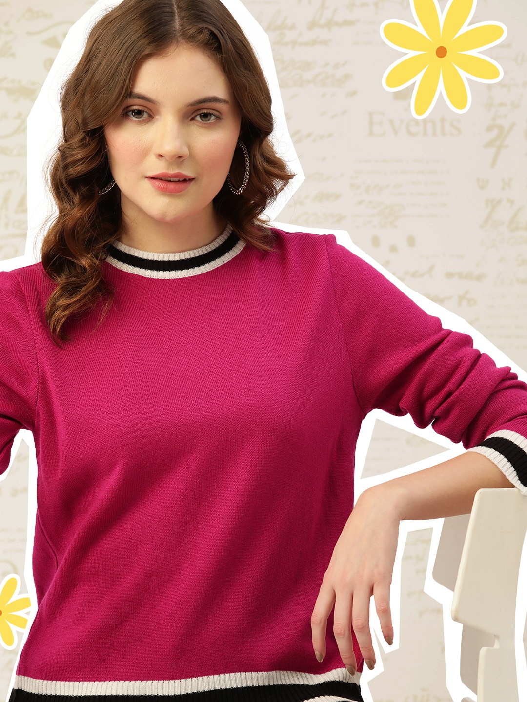 

DressBerry Women Pink Striped Pullover
