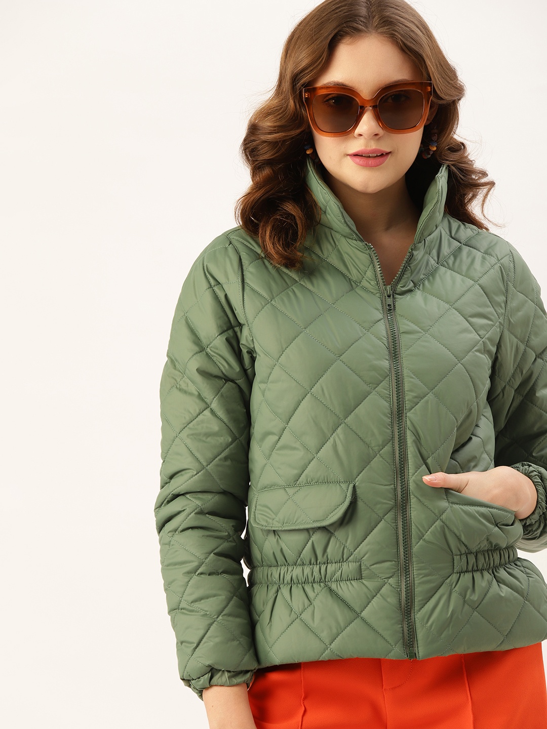 

DressBerry Women Green Quilted Jacket