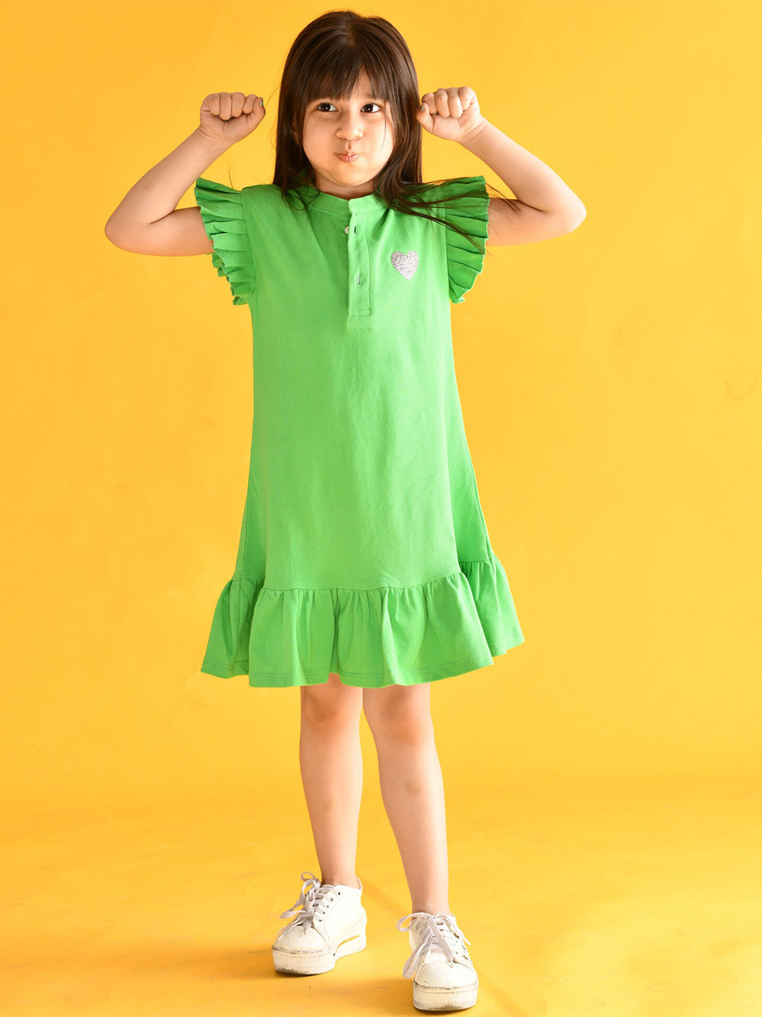 

Anthrilo Girls Green Solid Drop-Waist Dress