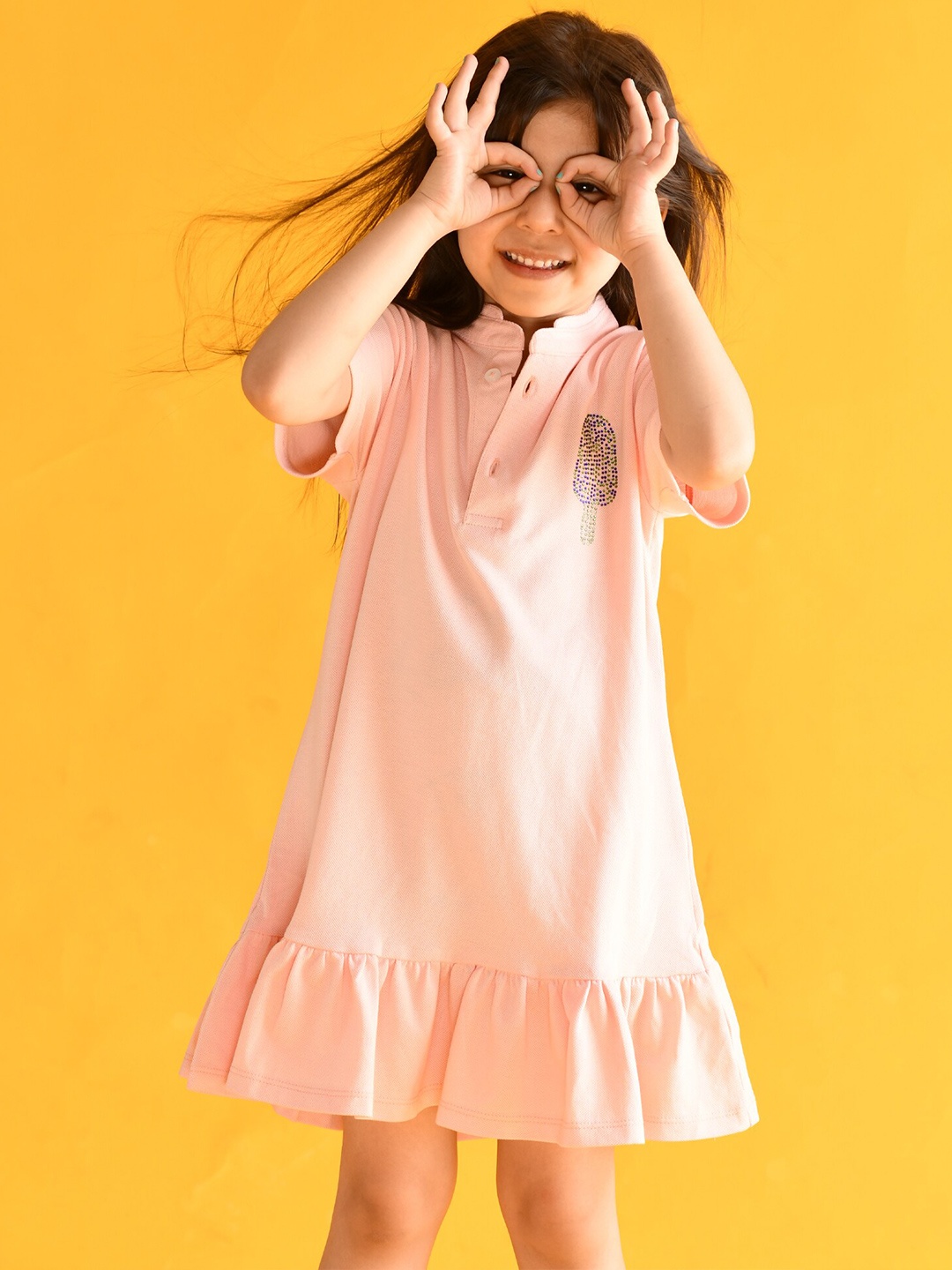 

Anthrilo Pink Cotton A-Line Dress
