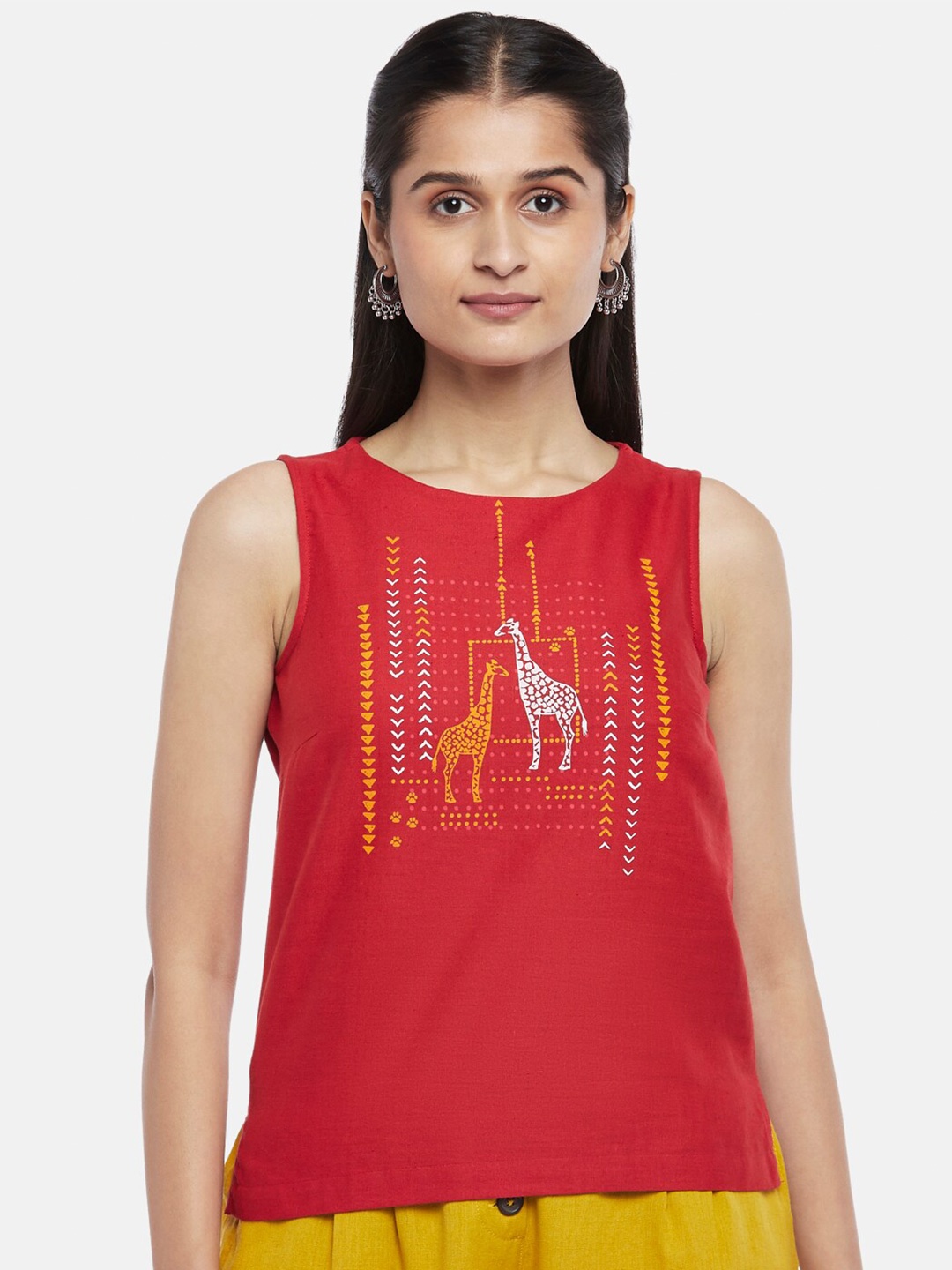

AKKRITI BY PANTALOONS Women Red Printed A-Line Top