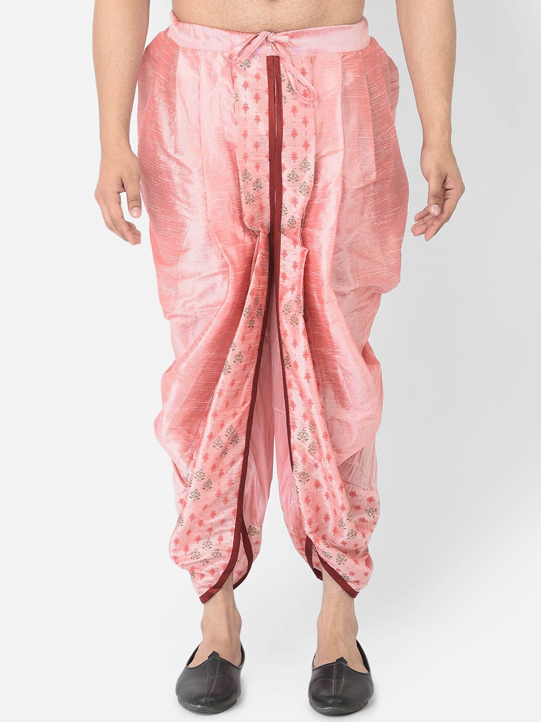 

DEYANN Men Peach-Coloured Printed Dhoti