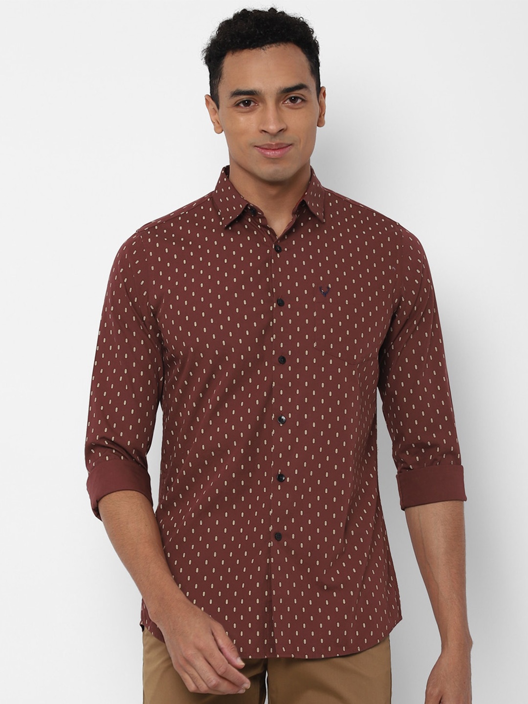 

Allen Solly Men Maroon Slim Fit Printed Casual Shirt