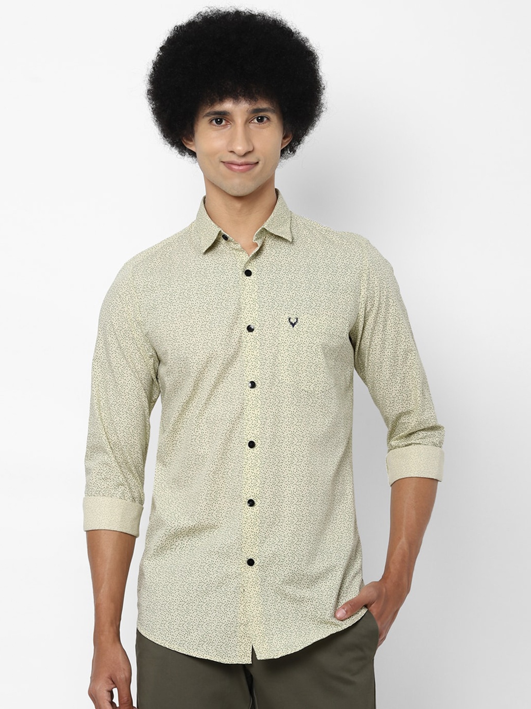 

Allen Solly Men Green Slim Fit Printed Pure Cotton Casual Shirt