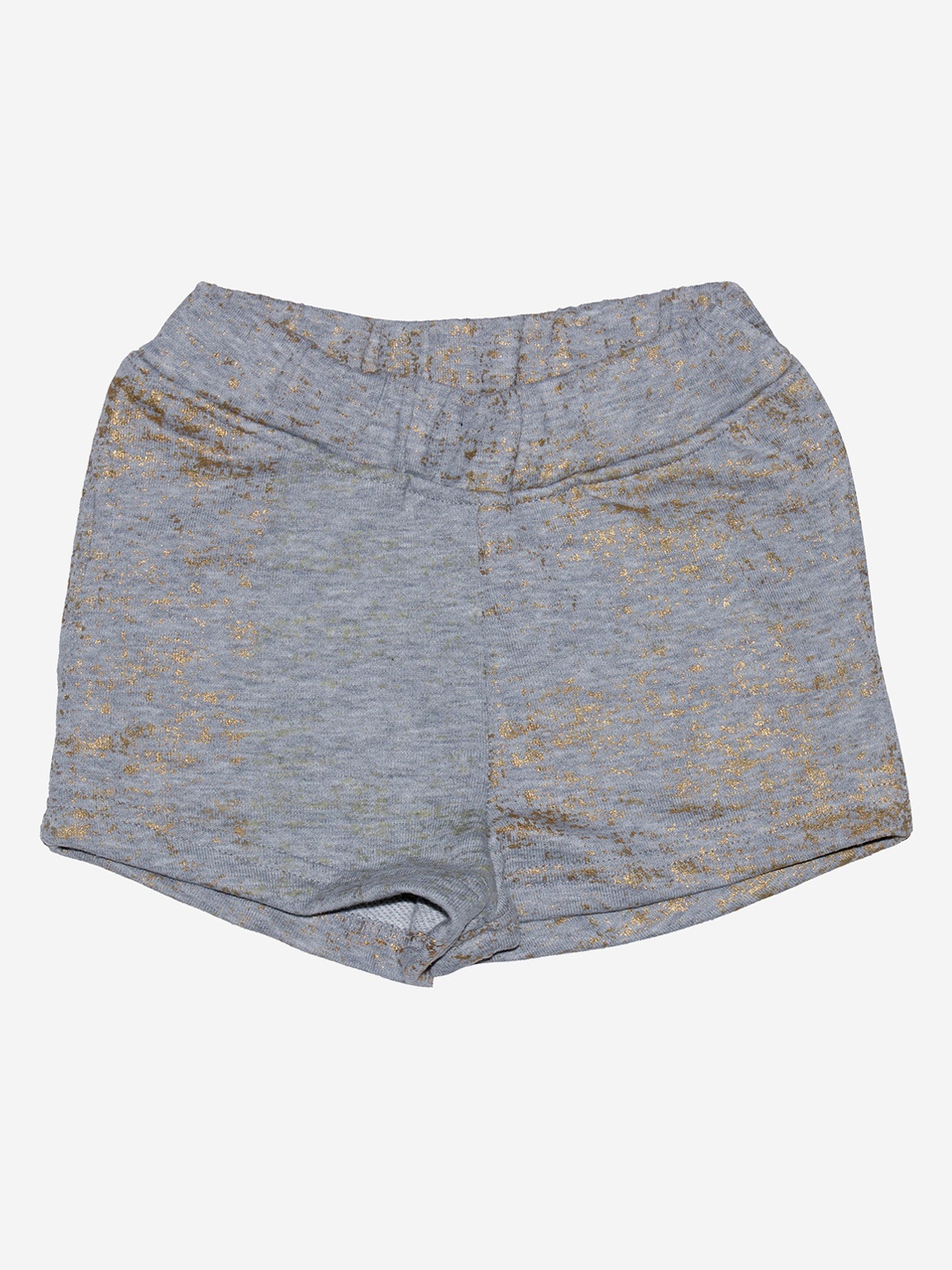 

KiddoPanti Girls Grey Melange & Gold-coloured Shorts