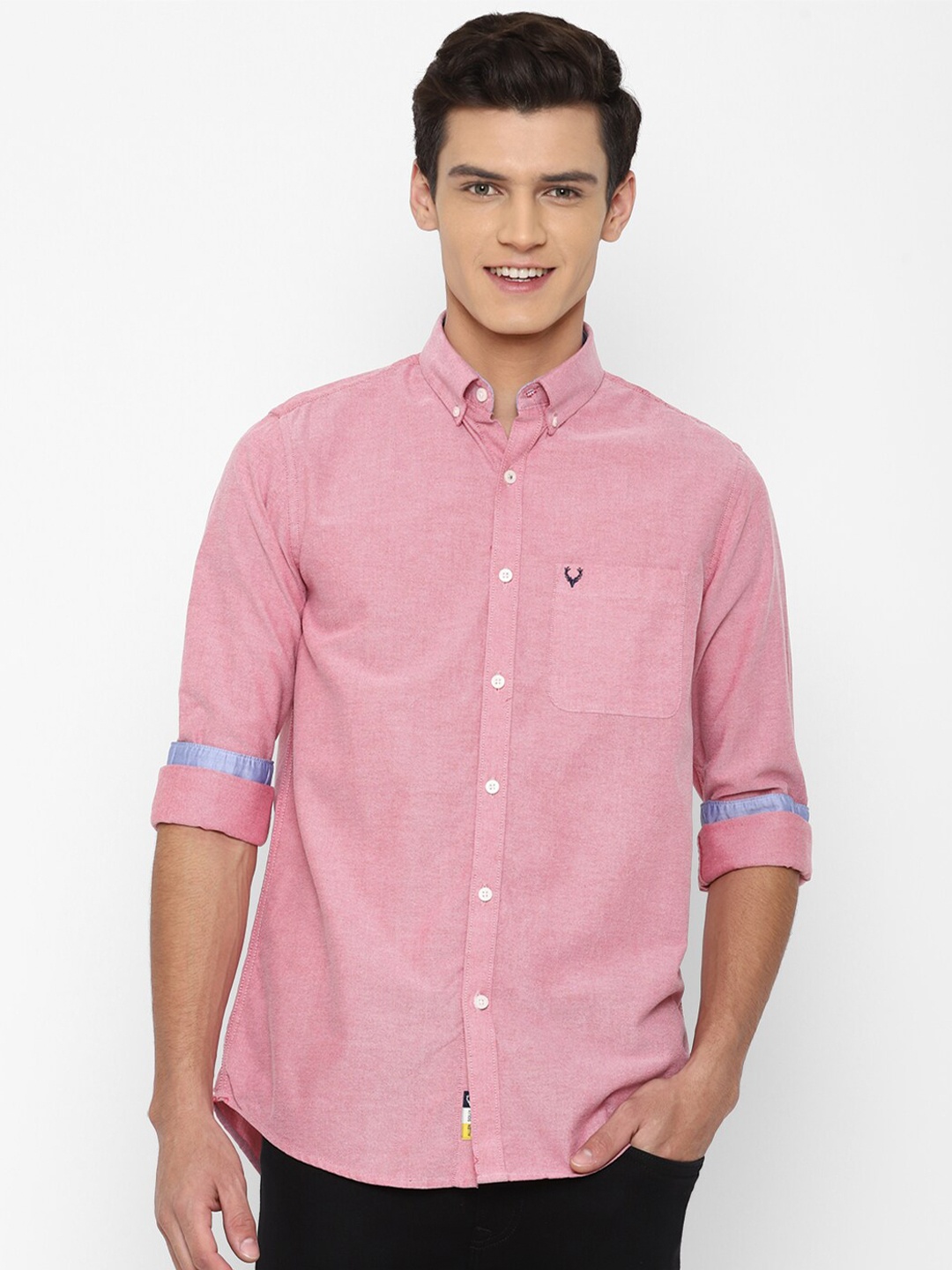 

Allen Solly Men Pink Slim Fit Pure Cotton Casual Shirt