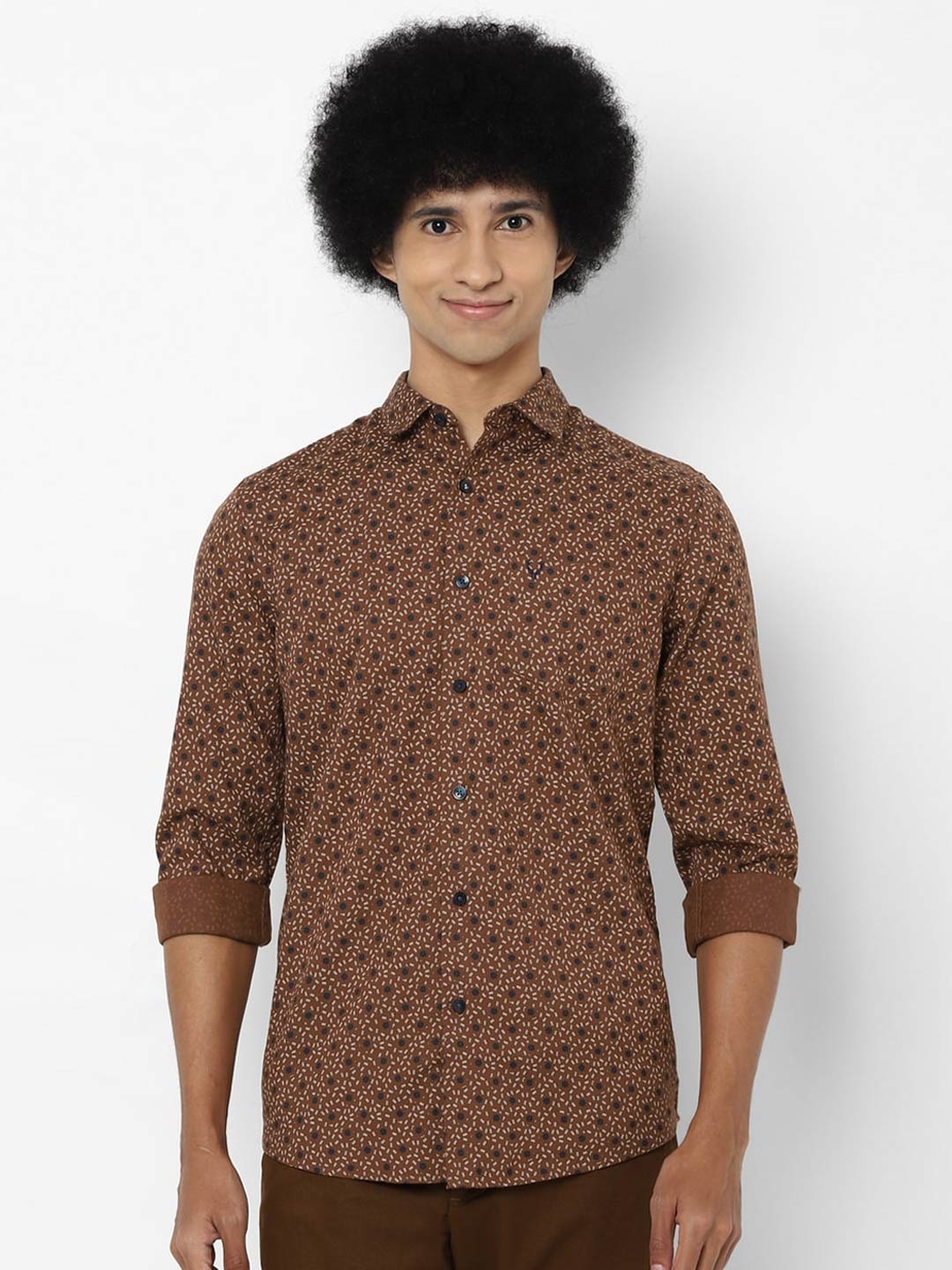 

Allen Solly Men Brown Slim Fit Printed Casual Shirt