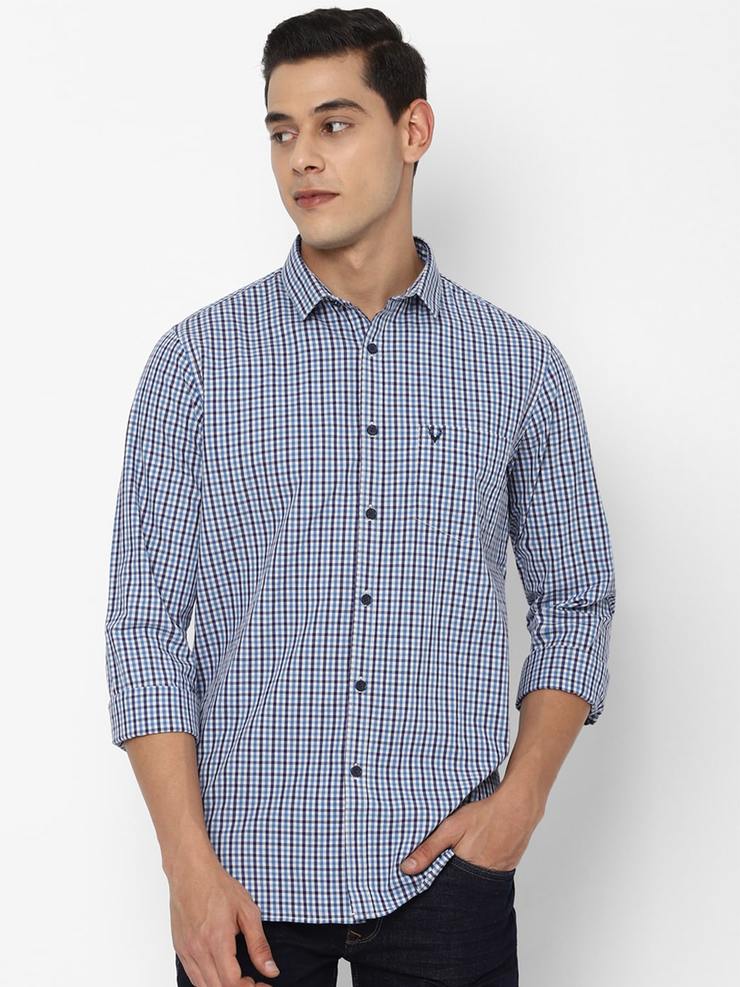 

Allen Solly Men Blue Slim Fit Micro Checks Checked Casual Shirt