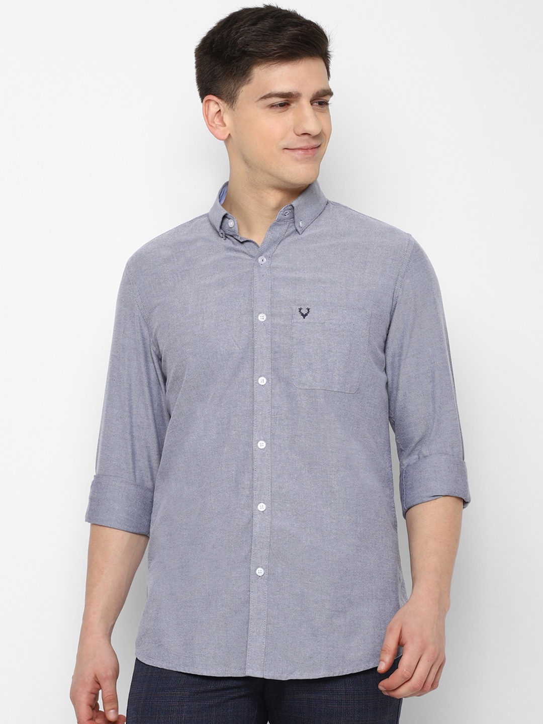 

Allen Solly Men Grey Solid Slim Fit Casual Shirt