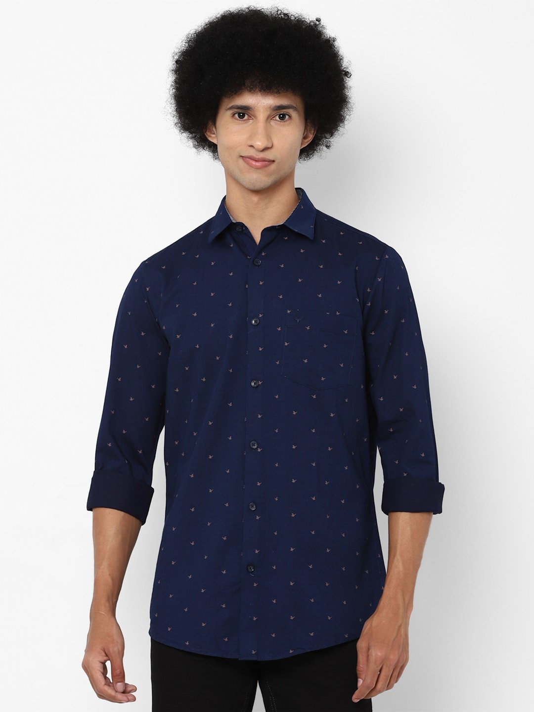 

Allen Solly Men Navy Blue Slim Fit Printed Casual Shirt