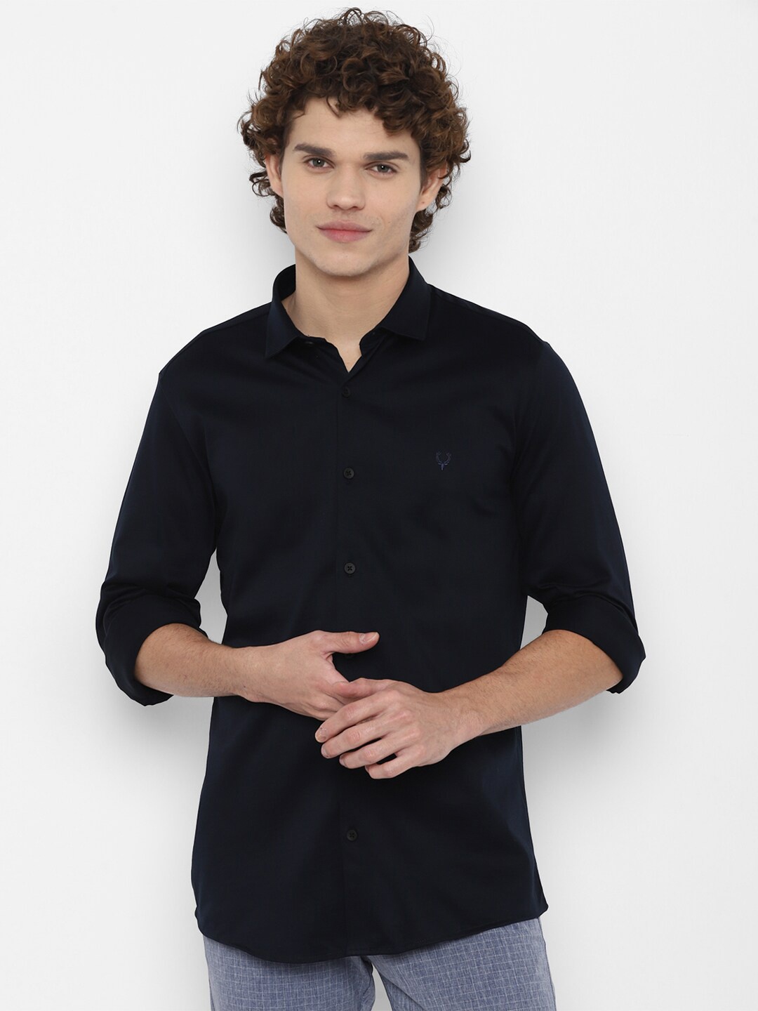 

Allen Solly Men Navy Blue Slim Fit Casual Shirt