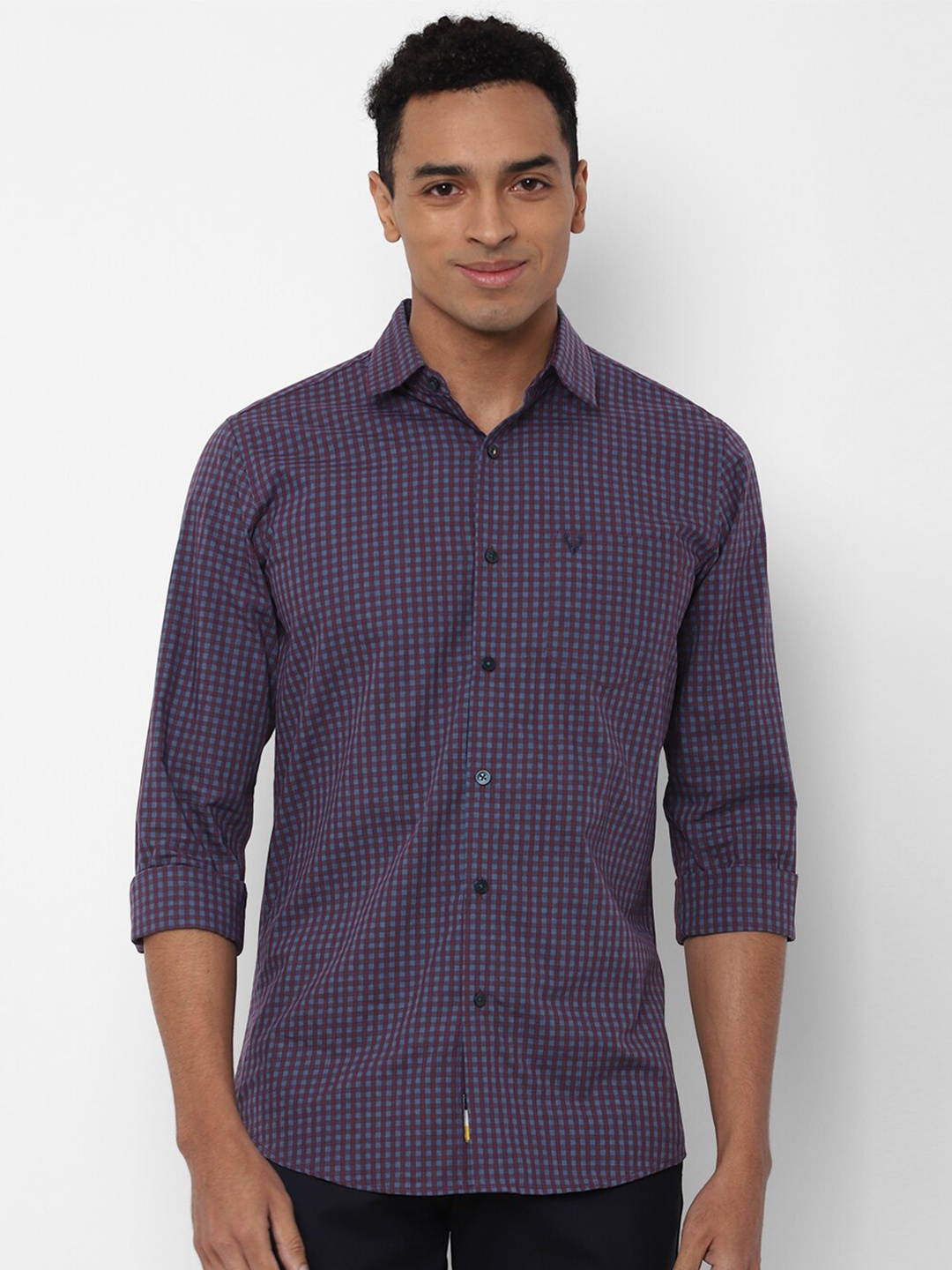 

Allen Solly Men Purple Slim Fit Gingham Checks Checked Pure Cotton Casual Shirt