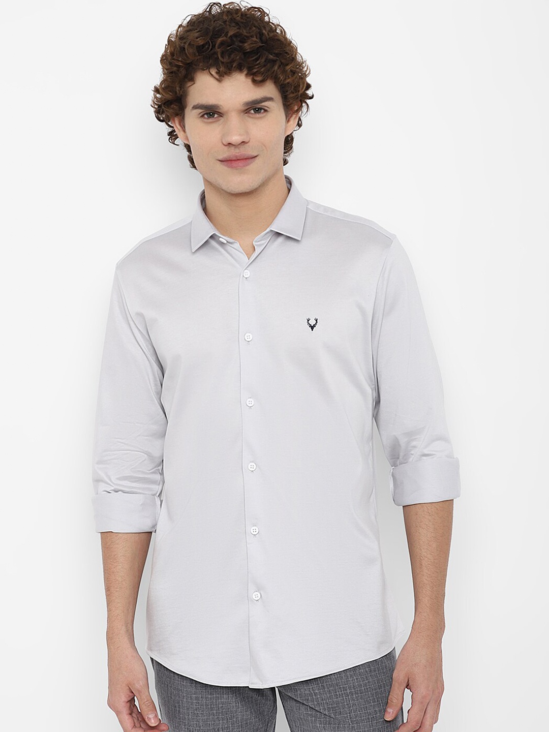 

Allen Solly Men Grey Slim Fit Casual Shirt