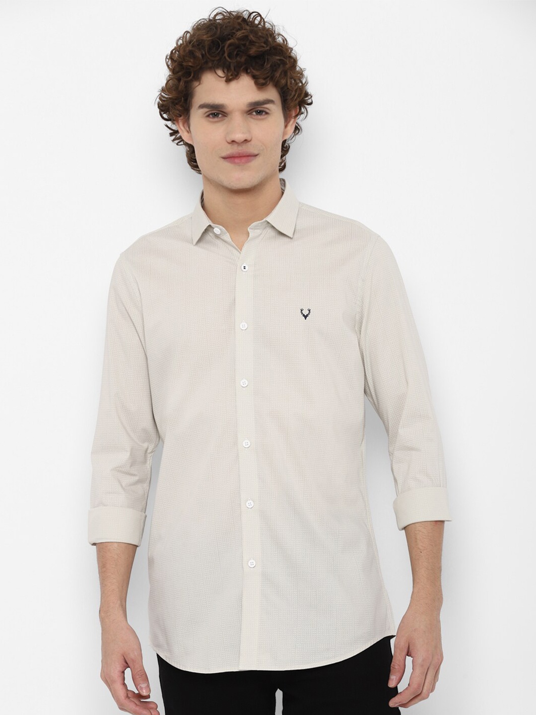 

Allen Solly Men Beige Slim Fit Casual Shirt