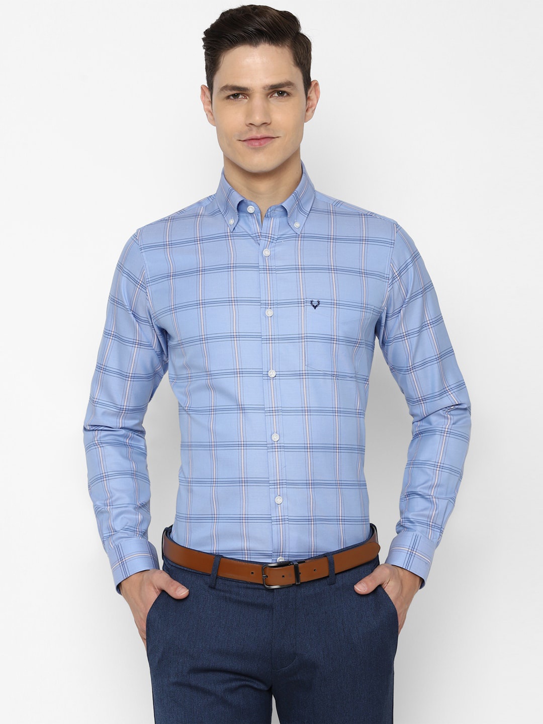 

Allen Solly Men Blue Slim Fit Checked Formal Shirt