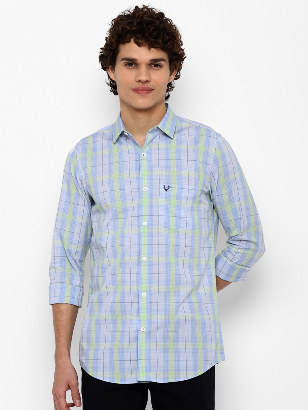 

Allen Solly Men Blue Slim Fit Checked Casual Shirt