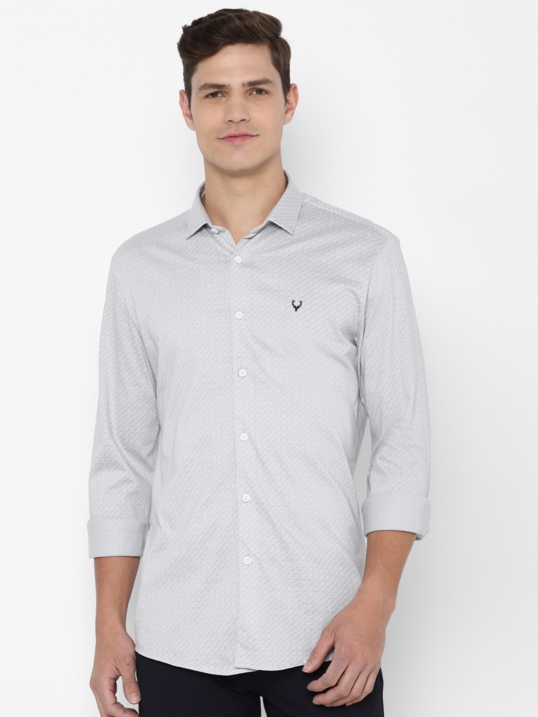 

Allen Solly Men Grey Slim Fit Printed Casual Shirt