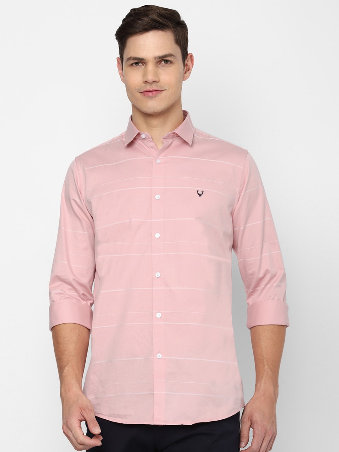 

Allen Solly Men Pink Slim Fit Horizontal Striped Casual Shirt