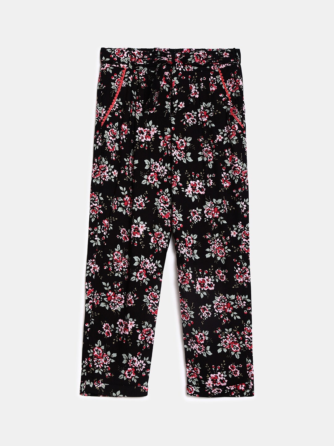 

V-Mart Girls Black Printed Harem Pants
