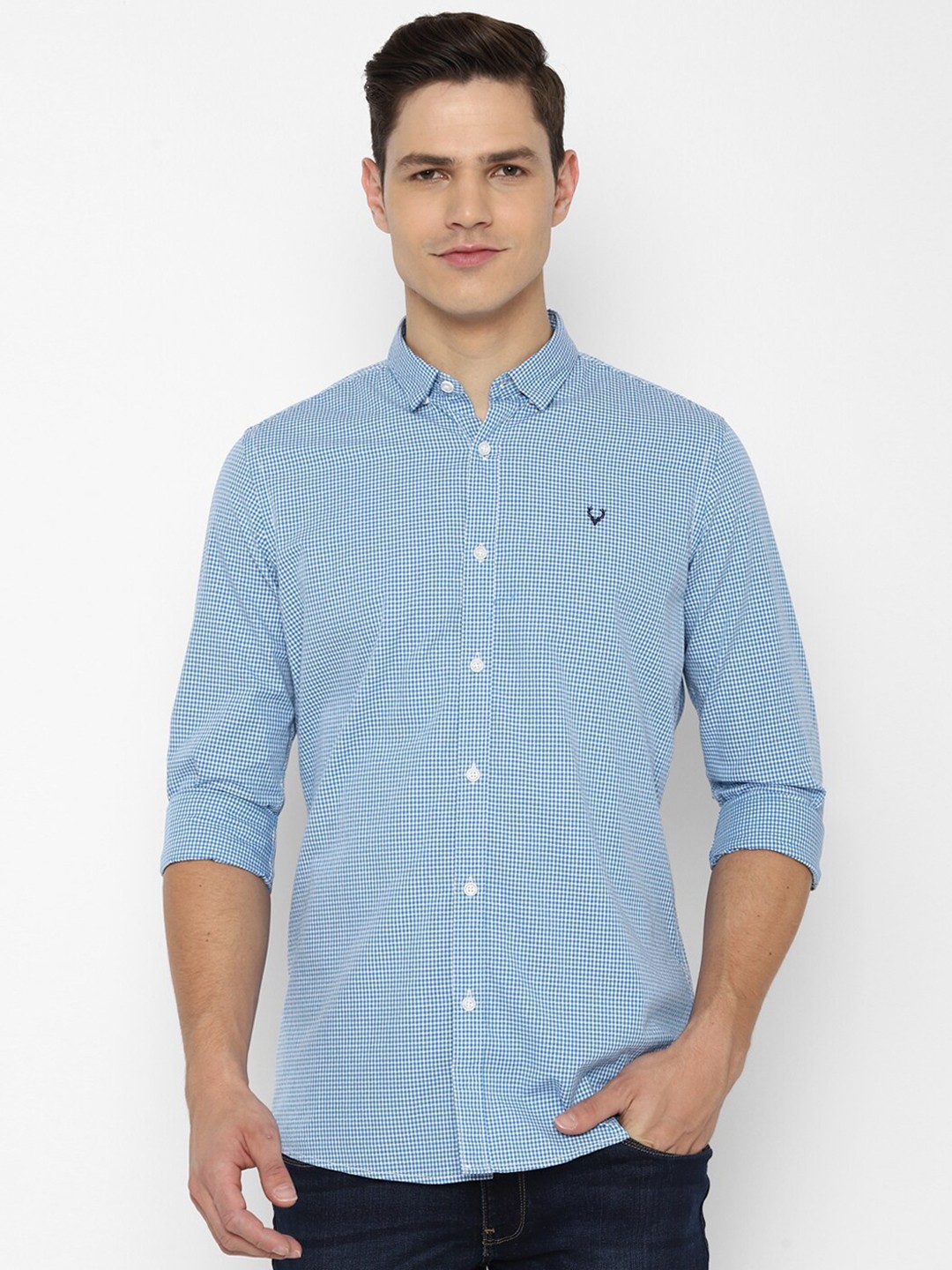 

Allen Solly Sport Men Blue Checked Cotton Casual Shirt